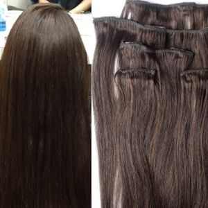 22" 100% Clip in Human Hair Extensions 7Pcs,14 clips #2